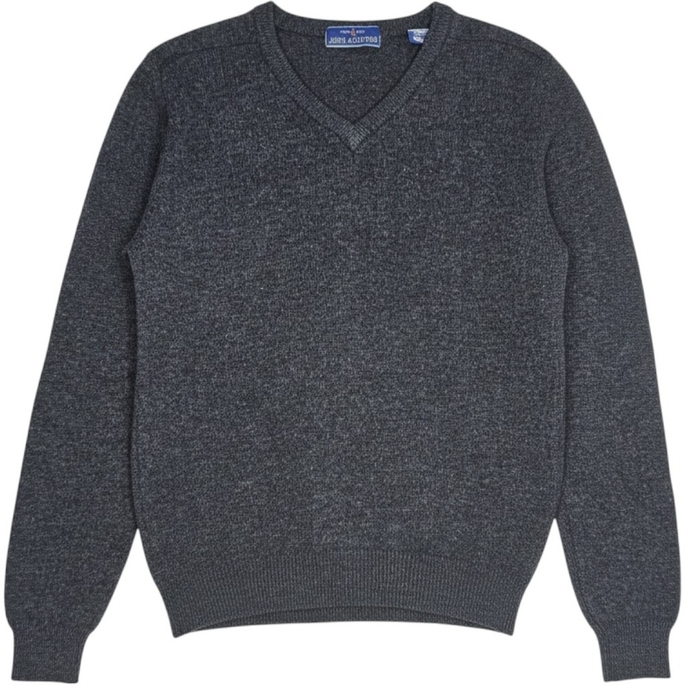 John Ashford Mens Charcoal Gray 100% Lambswool V-Neck Sweater Size M 127HK69W